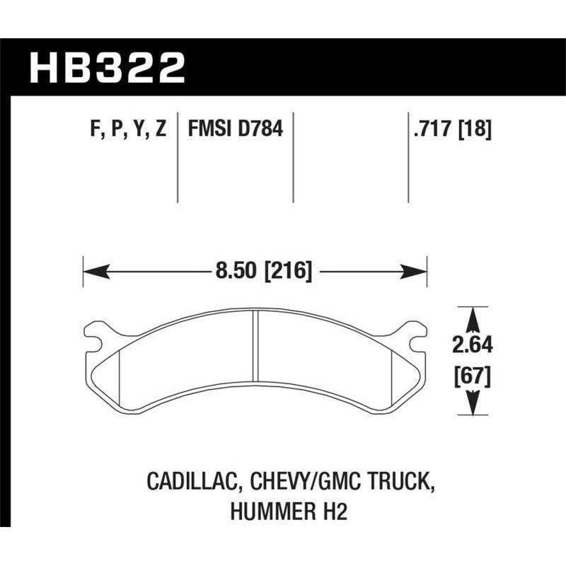 Hawk Chevy / GMC Truck / Hummer Performance Ceramic Street Front Brake Pads - SMINKpower Performance Parts HAWKHB322Z.717 Hawk Performance