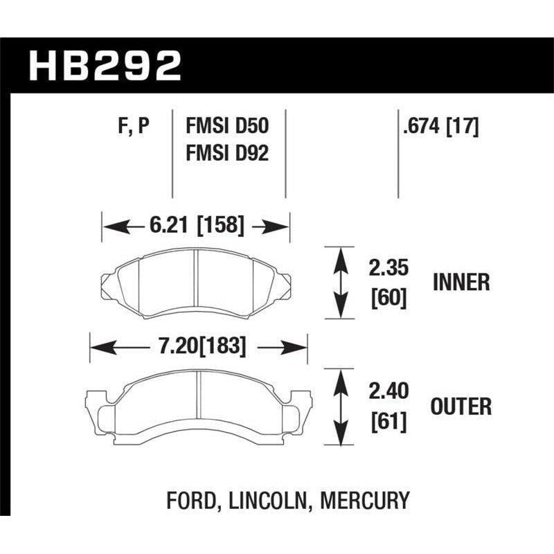 Hawk HPS Street Brake Pads - SMINKpower Performance Parts HAWKHB292F.674 Hawk Performance