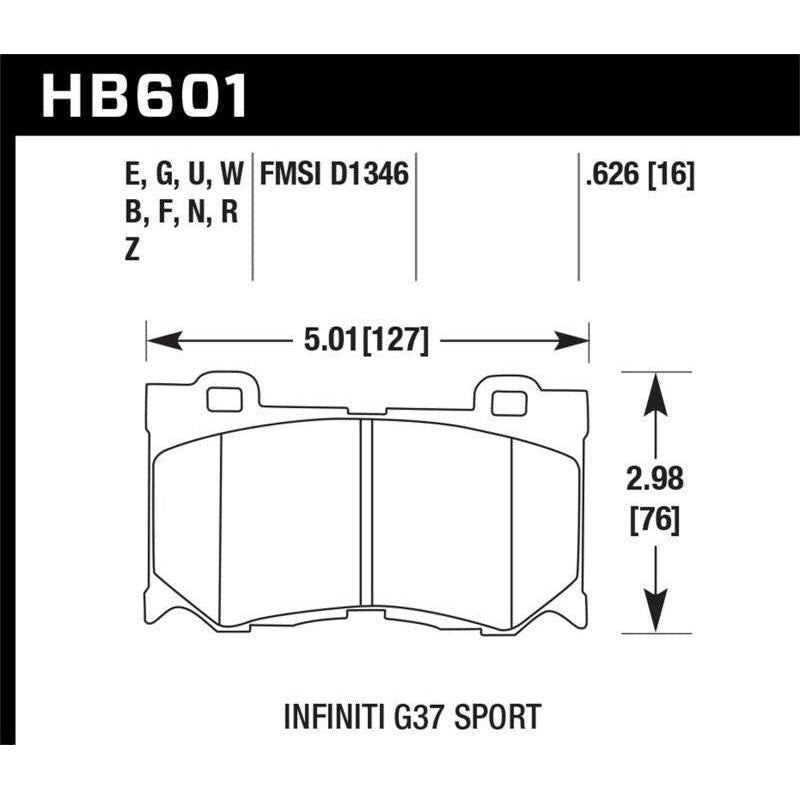Hawk Infiniti G37 Sport HP+ Street Front Brake Pads - SMINKpower Performance Parts HAWKHB601N.626 Hawk Performance