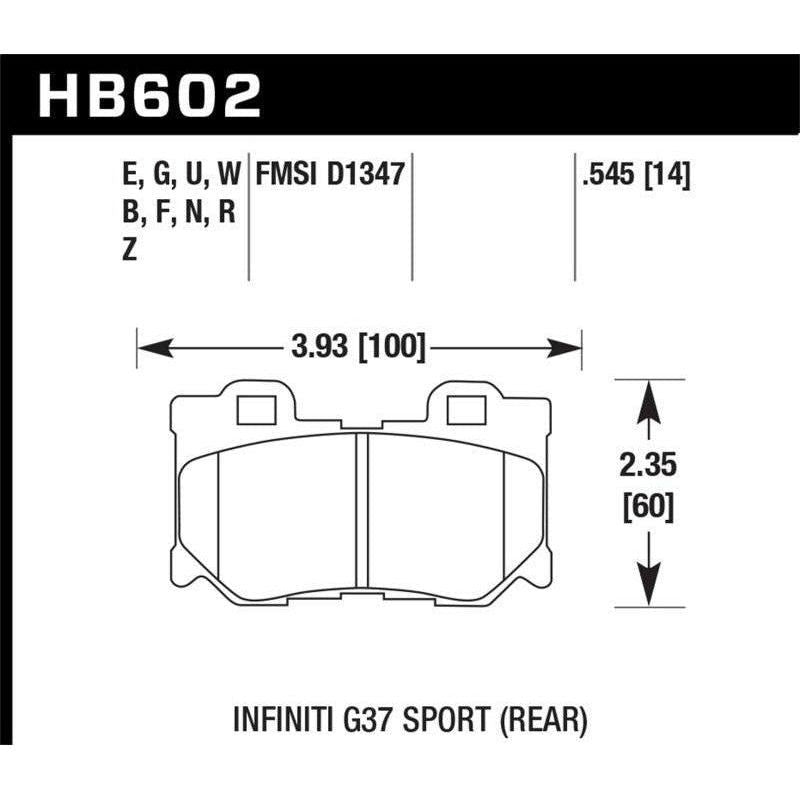 Hawk Infiniti G37 Sport HPS Street Rear Brake Pads - SMINKpower Performance Parts HAWKHB602F.545 Hawk Performance