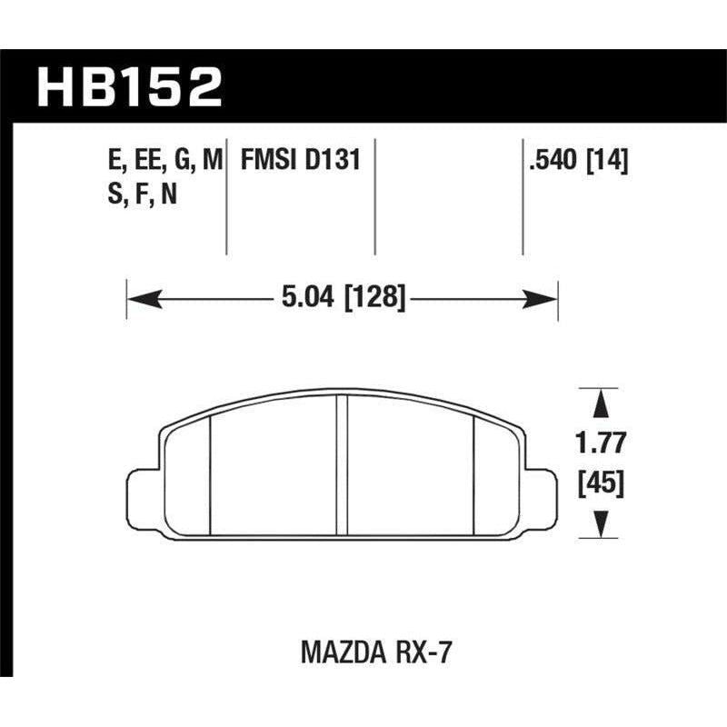 Hawk Mazda RX-7 HPS Street Front Brake Pads - SMINKpower Performance Parts HAWKHB152F.540 Hawk Performance