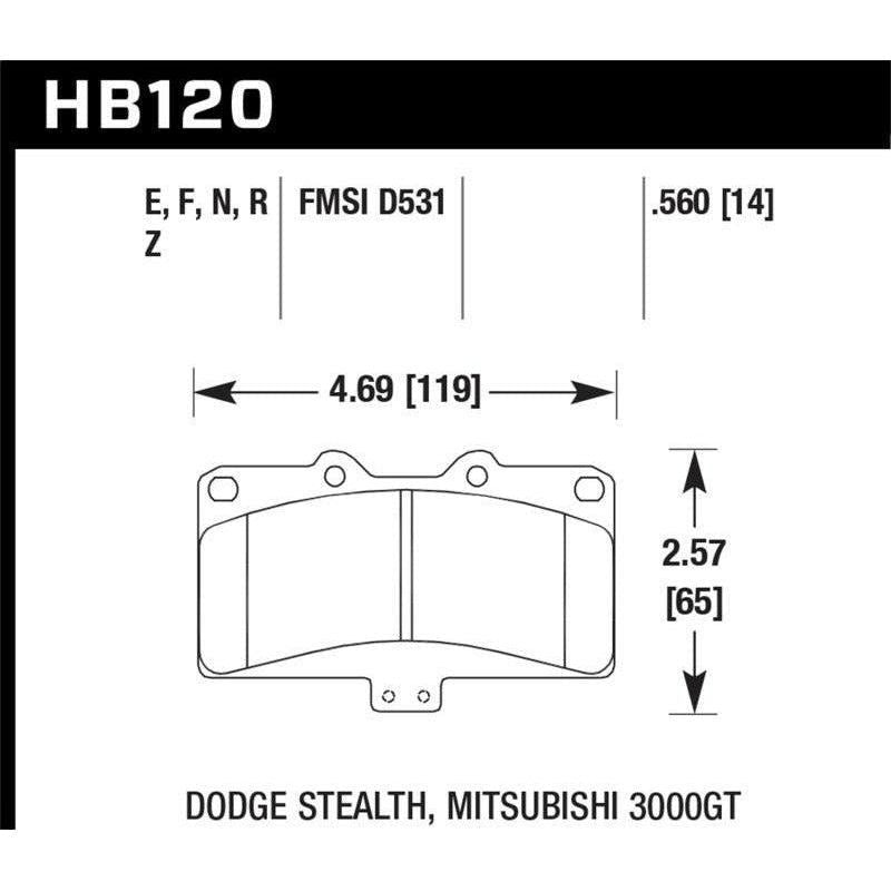 Hawk Mitsubishi 3000 GT VR4/ Dodge Stealth R/T 4WD HPS Street Front Brake Pads - SMINKpower Performance Parts HAWKHB120F.560 Hawk Performance