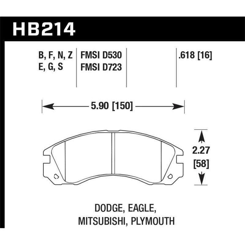 Hawk Mitsubishi Eclipse GT HP+ Street Front Brake Pads - SMINKpower Performance Parts HAWKHB214N.618 Hawk Performance