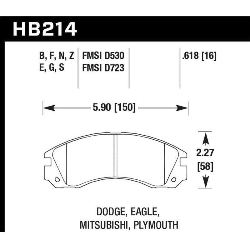 Hawk Mitsubishi Eclipse GT HPS Street Front Brake Pads - SMINKpower Performance Parts HAWKHB214F.618 Hawk Performance