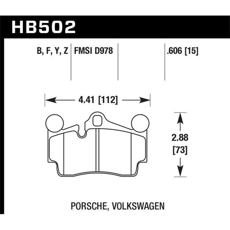Hawk Porsche / Volkswagen Performance Ceramic Street Rear Brake Pads - SMINKpower Performance Parts HAWKHB502Z.606 Hawk Performance