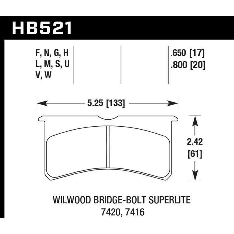 Hawk Wilwood BB SL 7421 HPS 5.0 Brake Pads - SMINKpower Performance Parts HAWKHB521B.650 Hawk Performance