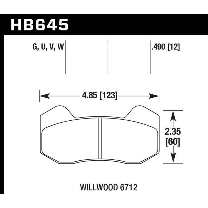 Hawk Wilwood DynaPro 6 (Type 6712) DTC-70 Brake Pads - SMINKpower Performance Parts HAWKHB645U.490 Hawk Performance