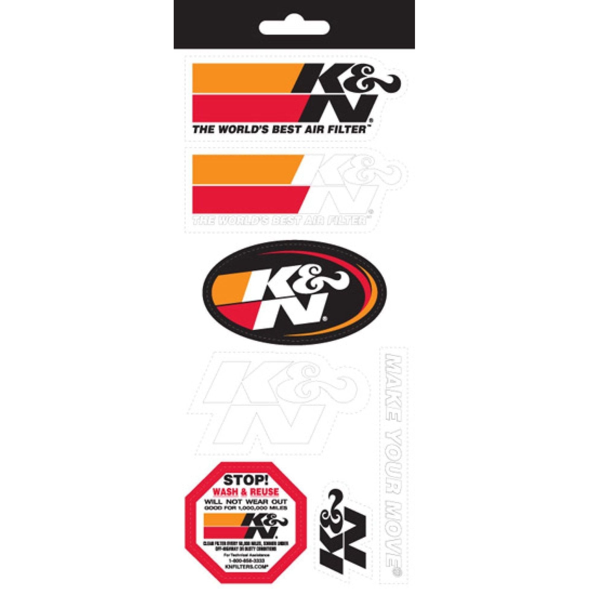 K&N Sticker Sheet 4.5in x 10.5in (various different stickers) - SMINKpower Performance Parts KNN89-11831 K&N Engineering