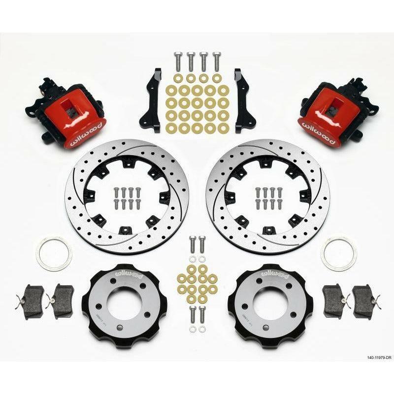 Wilwood Combination Parking Brake Rear Kit 12.19in Drilled Red 2006-Up Civic / CRZ - SMINKpower Performance Parts WIL140-11979-DR Wilwood