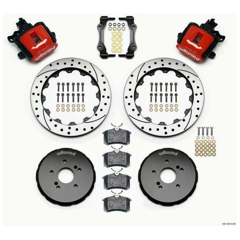 Wilwood Combination Parking Brake Rear Kit 12.88in Drilled Red Honda S2000 - SMINKpower Performance Parts WIL140-10310-DR Wilwood