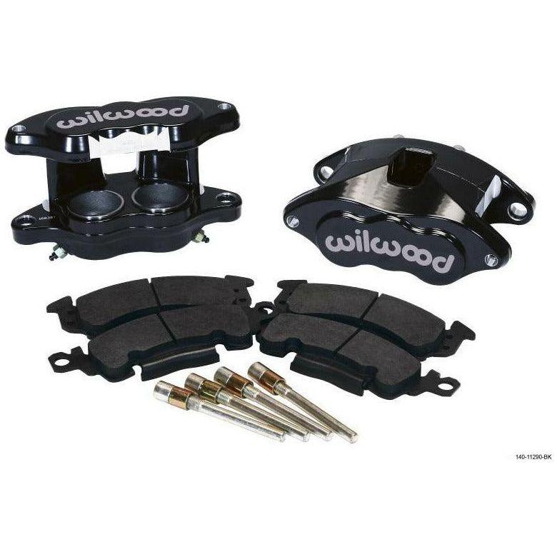 Wilwood D52 Front Caliper Kit - Black Pwdr 2.00 / 2.00in Piston 1.28in Rotor - SMINKpower Performance Parts WIL140-11290-BK Wilwood