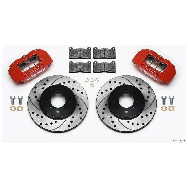 Wilwood DPHA Front Caliper & Rotor Kit Drill Red Honda / Acura w/ 262mm OE Rotor - SMINKpower Performance Parts WIL140-12996-DR Wilwood