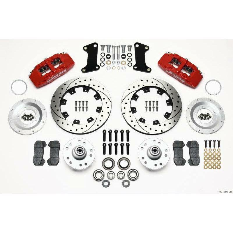 Wilwood Dynapro 6 Front Hub Kit 12.19in Drilled Red 67-69 Camaro (*Line Kit Needed*) - SMINKpower Performance Parts WIL140-10510-DR Wilwood