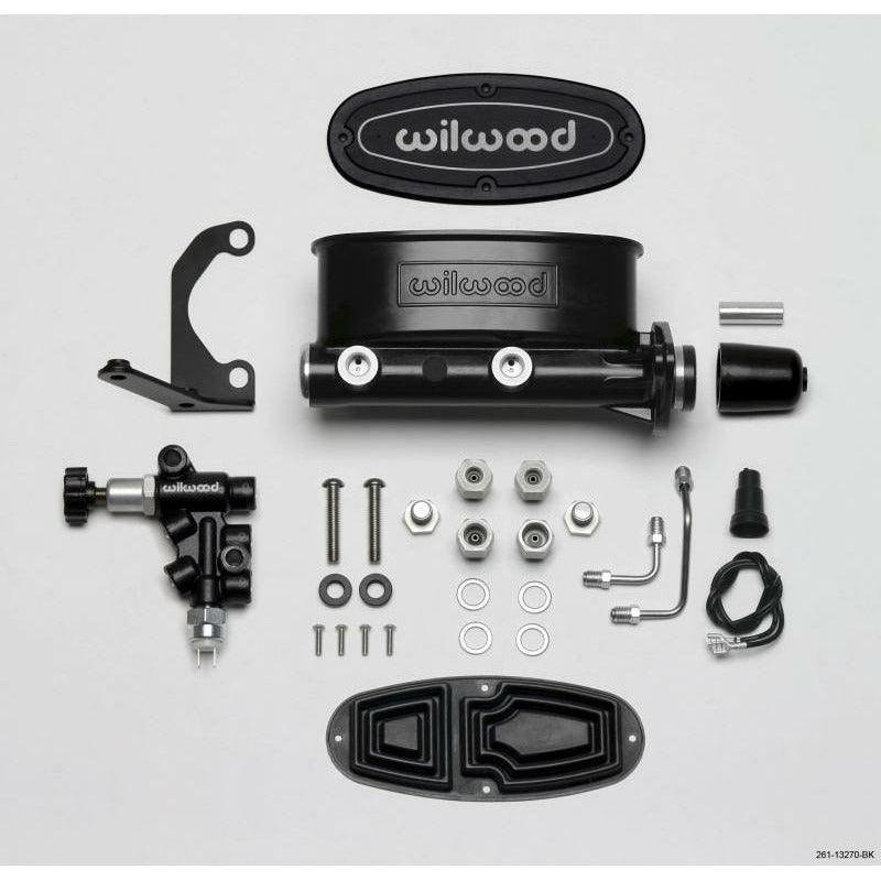 Wilwood HV Tandem M/C Kit w L/H Bracket & Prop Valve - 1 1/8in Bore Black - SMINKpower Performance Parts WIL261-13270-BK Wilwood