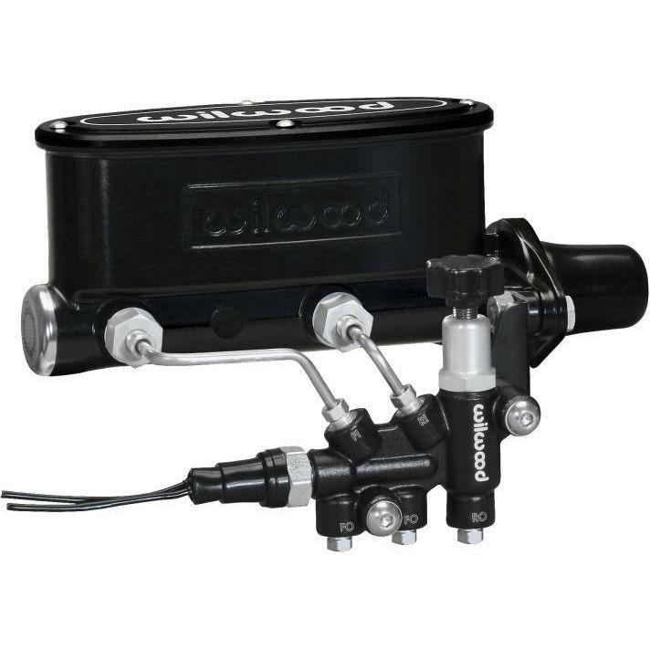 Wilwood HV Tandem M/C Kit w L/H Bracket & Prop Valve - 1 1/8in Bore Black - SMINKpower Performance Parts WIL261-13270-BK Wilwood