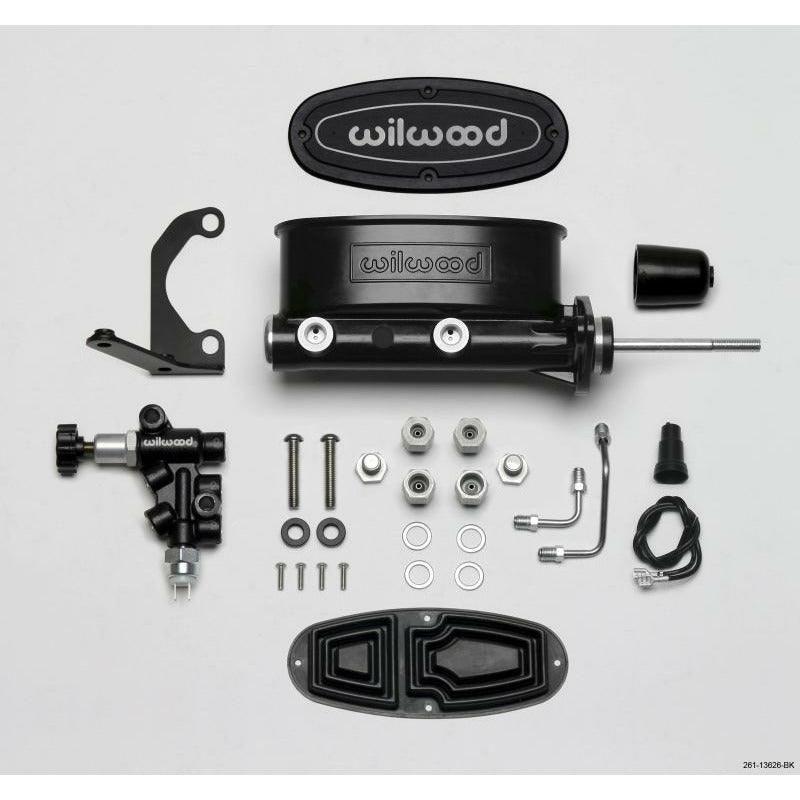 Wilwood HV Tandem M/C Kit w L/H Bracket & Prop Valve - 15/16in Bore Black-W/Pushrod - SMINKpower Performance Parts WIL261-13626-BK Wilwood