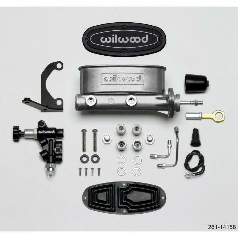Wilwood HV Tandem M/C Kit w L/H Bracket & Prop Valve - 15/16in Bore-W/Pushrod - Early Mustang - SMINKpower Performance Parts WIL261-14158 Wilwood
