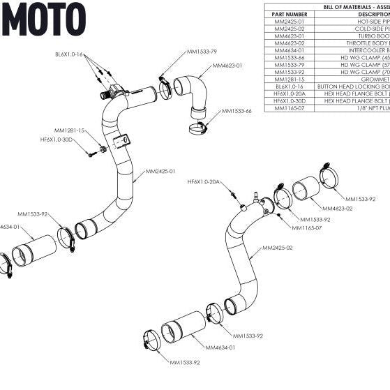 Mishimoto 21+ Bronco 2.3L High Mount INT Kit BK Core BK Pipes