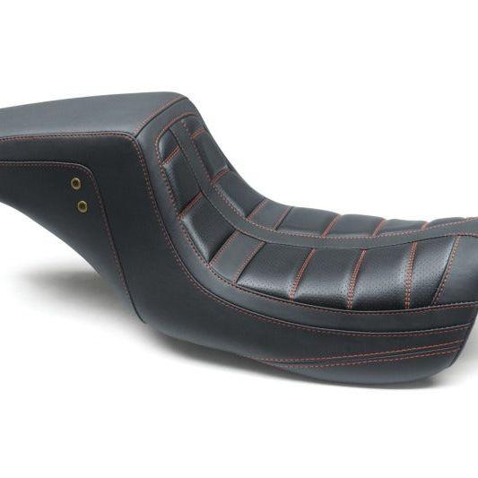 Mustang 08-21 HD Electra Glide,Rd Glide,Rd King,St Glide Squareback 1PC Seat - Black w/Red Stitching