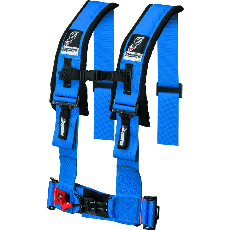 DragonFire Racing Harness- H-Style- 4-Point- 3in Buckle- Blue