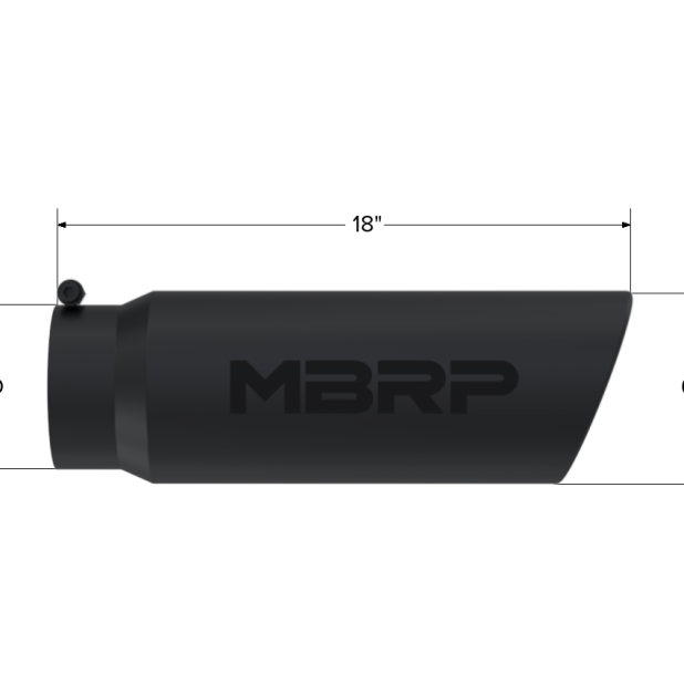 MBRP Universal Tip 6in OD Angled Rolled End 5in Inlet 18in Lgth Black Finish Exhaust