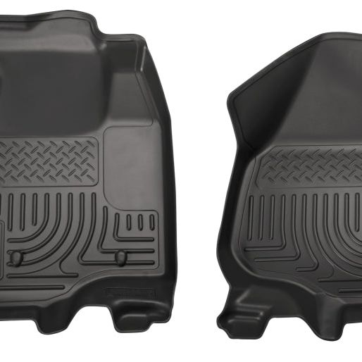 Husky Liners 11-12 Ford Super Duty Crew & Extended Cab WeatherBeater Front Row Black Floor Liners-Floor Mats - Rubber-Husky Liners-HSL18731-SMINKpower Performance Parts