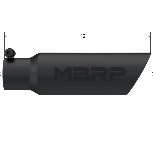 MBRP Universal Tip 3.5 O.D. Dual Wall Angled 2.5 inlet 12 length - Black Finish