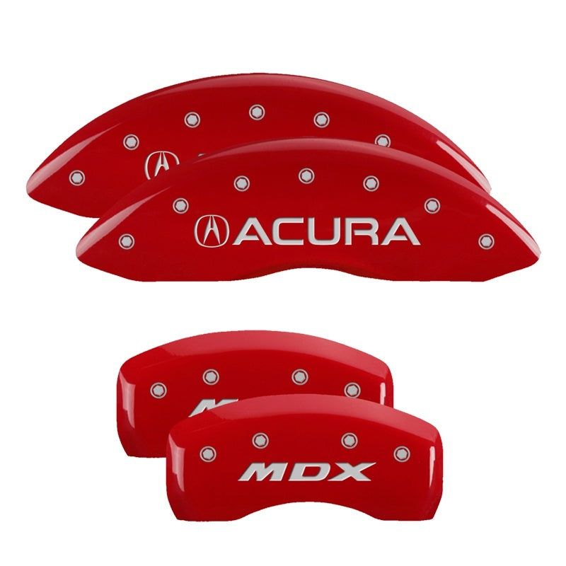 MGP 4 Caliper Covers Engraved Front Acura Engraved Rear MDX Red finish silver ch-Caliper Covers-MGP-MGP39013SMDXRD-SMINKpower Performance Parts