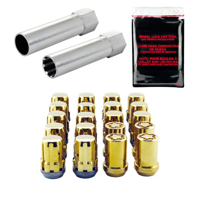 McGard SplineDrive Tuner 5 Lug Install Kit w/Locks & Tool (Cone) M12X1.25 / 13/16 Hex - Gold-Lug Nuts-McGard-MCG65554GD-SMINKpower Performance Parts