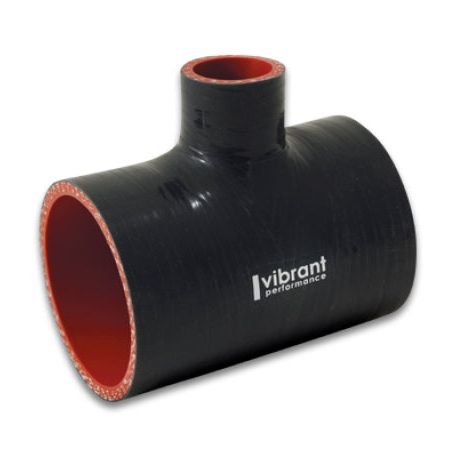 Vibrant 4 Ply Reinforced Silicone T Adapter - 3in Outlet ID x 4in OAL x 1in Branch ID (BLACK)