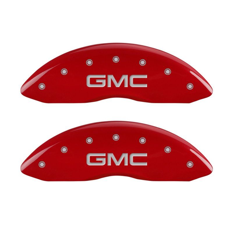 MGP 4 Caliper Covers Engraved Front & Rear GMC Red finish silver ch-Caliper Covers-MGP-MGP34015SGMCRD-SMINKpower Performance Parts