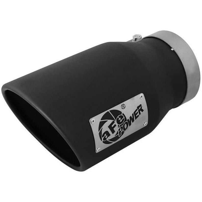 aFe MACHForce XP 5in 304 Stainless Steel Exhaust Tip 5 In x 7 Out x 12L in Bolt On Right - Black - SMINKpower Performance Parts AFE49T50702-B12 aFe