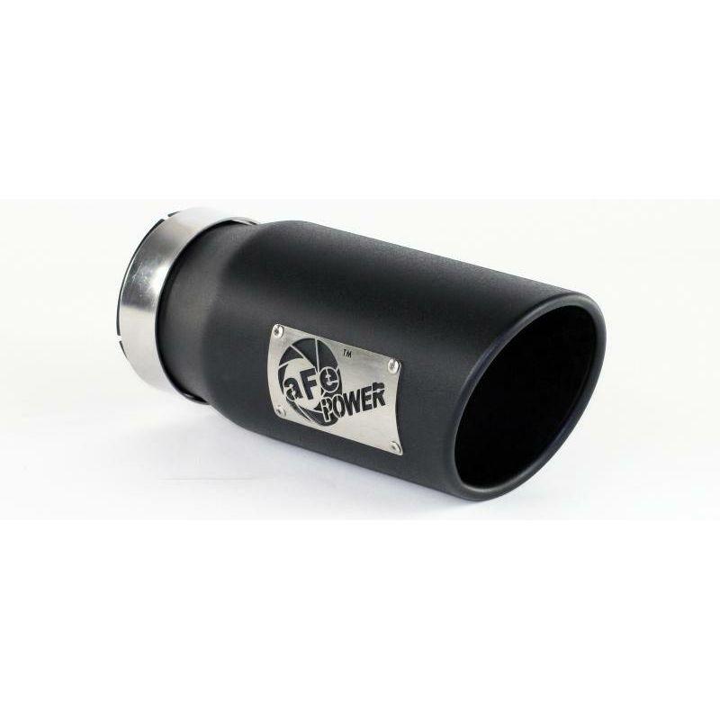 aFe Power Diesel Exhaust Tip Black- 4 in In x 5 out X 12 in Long Bolt On (Right) - SMINKpower Performance Parts AFE49T40501-B12 aFe
