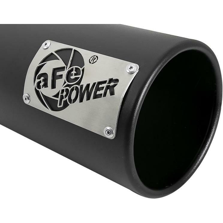 aFe SATURN 4S 4in SS Intercooled Exhaust Tip - Black 4in In x 5in Out x 12in L Bolt-On - SMINKpower Performance Parts AFE49T40501-B122 aFe