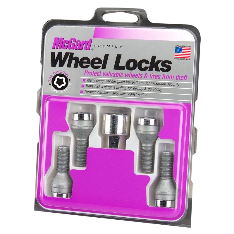 McGard Wheel Lock Bolt Set - 4pk. (Cone Seat) M12X1.5 / 17mm Hex / 25.5mm Shank Length - Chrome-Wheel Bolts-McGard-MCG27179-SMINKpower Performance Parts