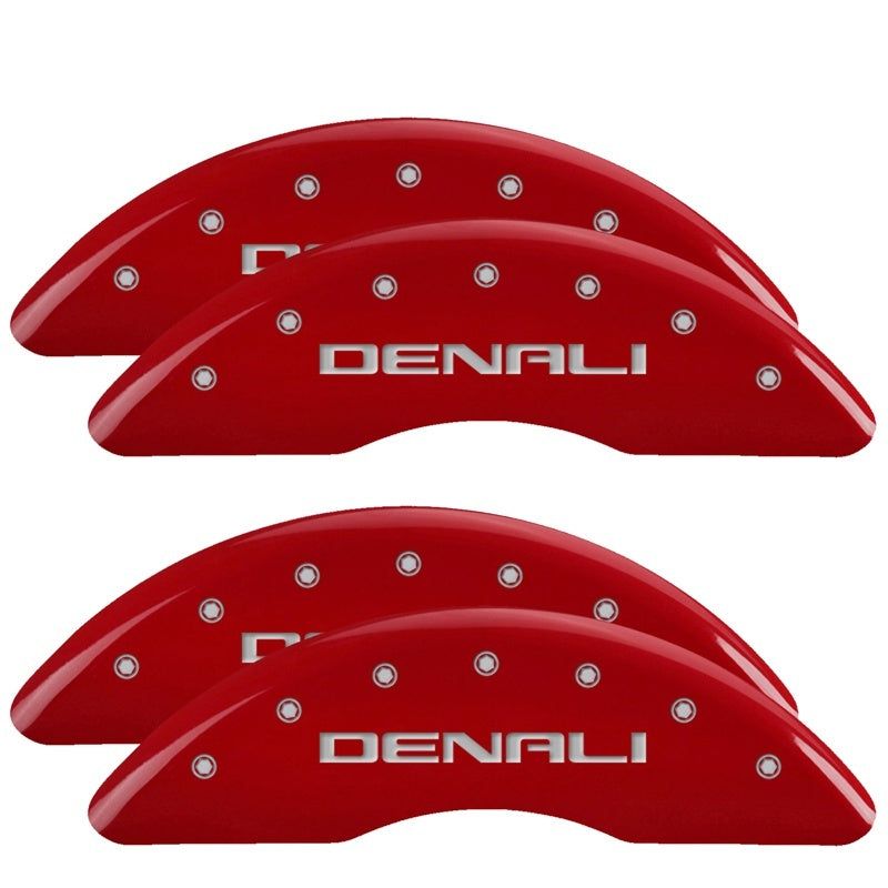 MGP 4 Caliper Covers Engraved Front & Rear Denali Red finish silver ch-Caliper Covers-MGP-MGP34003SDNLRD-SMINKpower Performance Parts