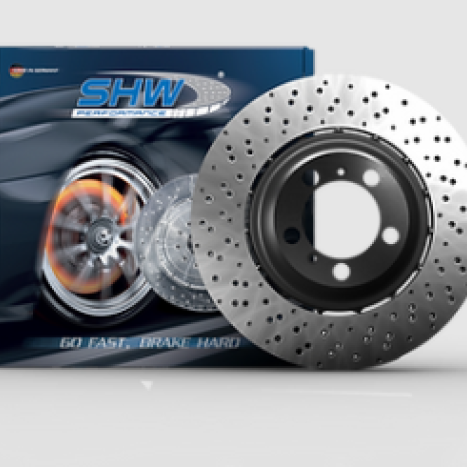 SHW 21-22 Audi RS6 4.0L V8 Front Drilled-Dimpled Lightweight Brake Rotor (4K0615301S)