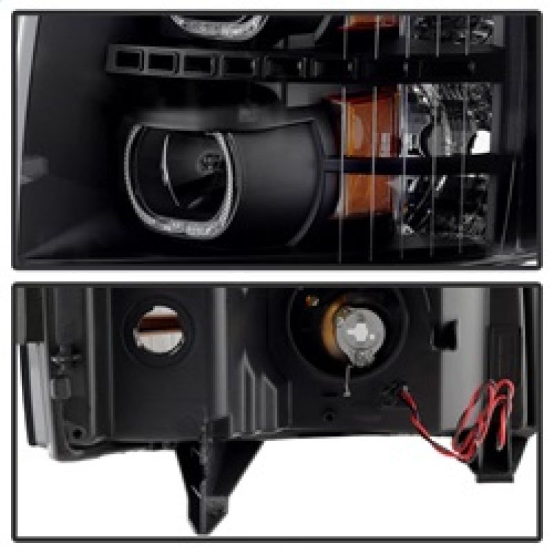 Xtune Chevy Silverado 1500/2500/3500 07-13 LED Halo Projector Headlights Black PRO-JH-CSIL07-CFB-BK-Headlights-SPYDER-SPY9032189-SMINKpower Performance Parts