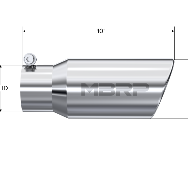 MBRP Universal Tip 4in OD 3in Inlet 10in Length Angled Rolled End T304