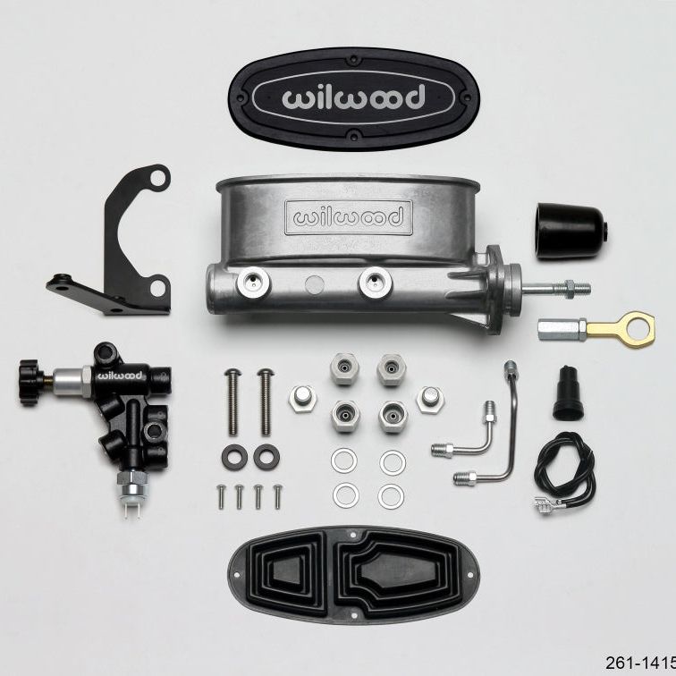 Wilwood HV Tandem M/C Kit w L/H Bracket & Prop Valve - 15/16in Bore-W/Pushrod - Early Mustang-Brake Master Cylinder-Wilwood-WIL261-14158-SMINKpower Performance Parts