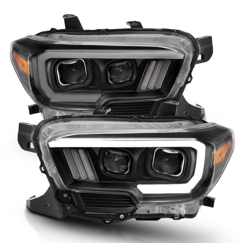 ANZO 2016-2017 Toyota Tacoma Projector Headlights w/ Plank Style Switchback Black w/ Amber-Headlights-ANZO-ANZ111396-SMINKpower Performance Parts