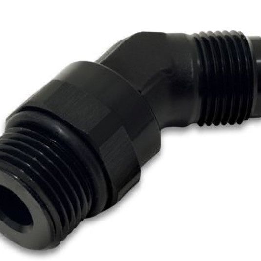 Vibrant -6AN Male Flare to Male -8AN ORB Swivel 45 Degree Adapter Fitting - Anodized Black