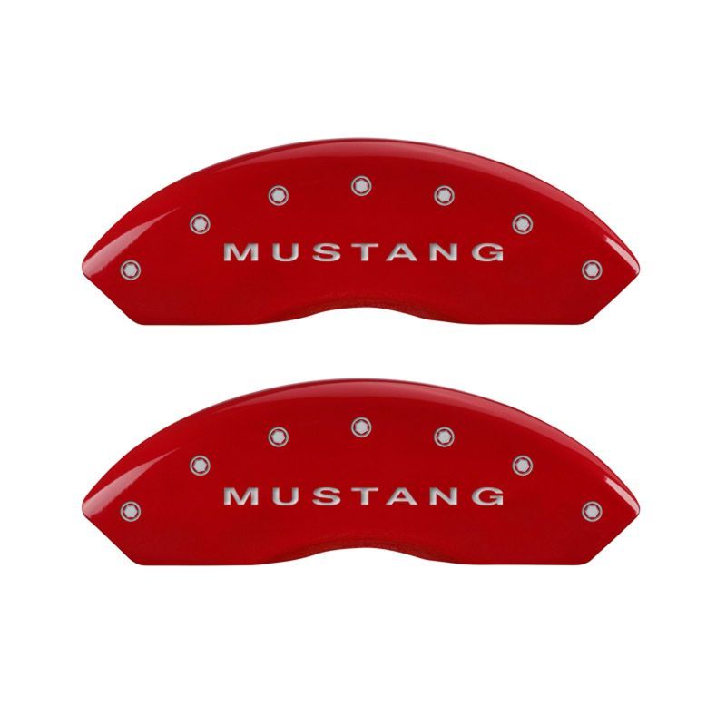 MGP 4 Caliper Covers Engraved Front Mustang Engraved Rear S197/GT Red finish silver ch-Caliper Covers-MGP-MGP10197SMG2RD-SMINKpower Performance Parts