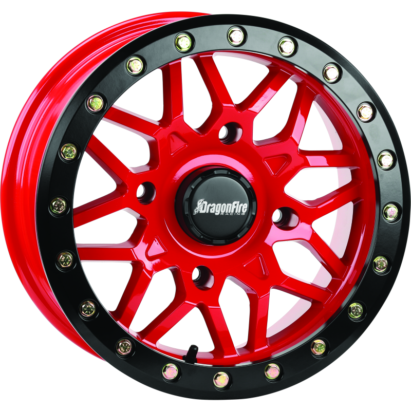DragonFire Racing Typhon Wheel 15X7 4/137 5+2 +10 Machined Red