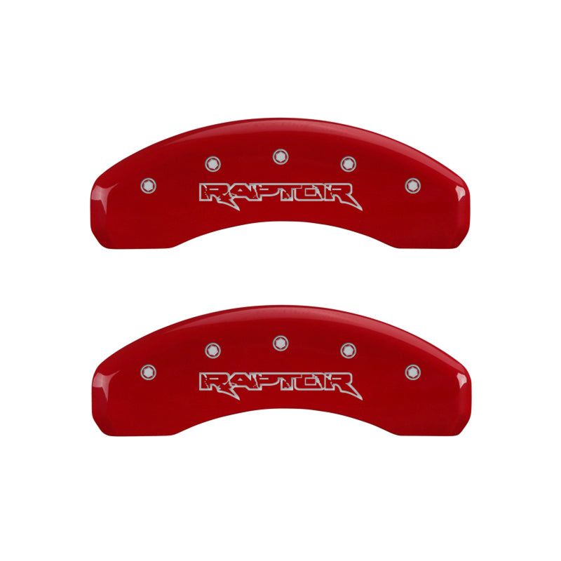 MGP 4 Caliper Covers Engraved Front & Rear Raptor Red finish silver ch-Caliper Covers-MGP-MGP10213SRPTRD-SMINKpower Performance Parts