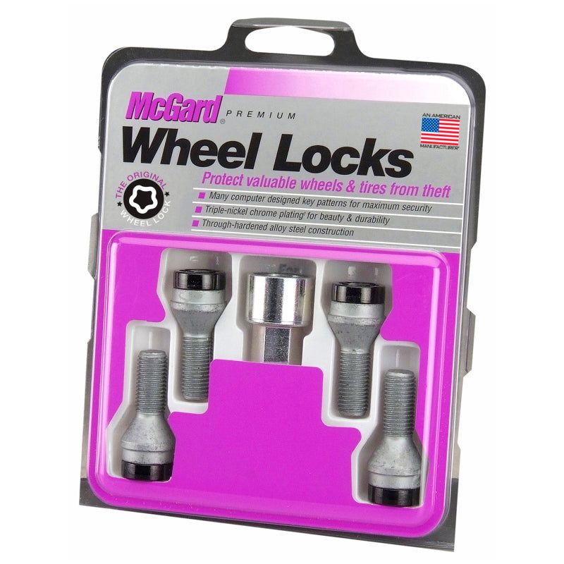 McGard Wheel Lock Bolt Set - 4pk. (Cone Seat) M12X1.5 / 17mm Hex / 25.5mm Shank Length - Black-Wheel Bolts-McGard-MCG27178-SMINKpower Performance Parts