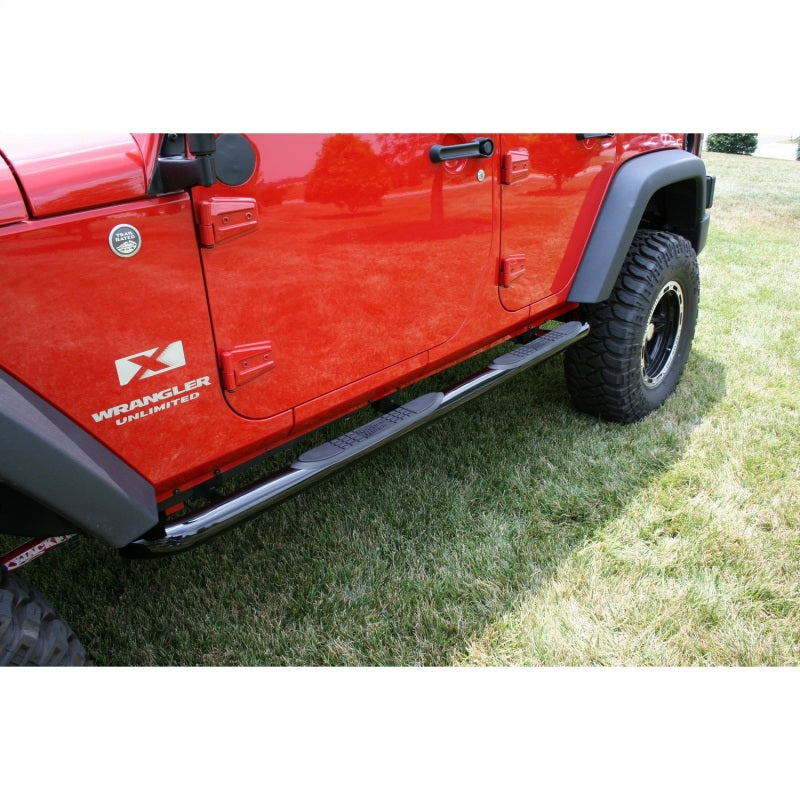 Rugged Ridge 3-In Round Side Steps Black 07-18 4-Door Jeep Wrangler