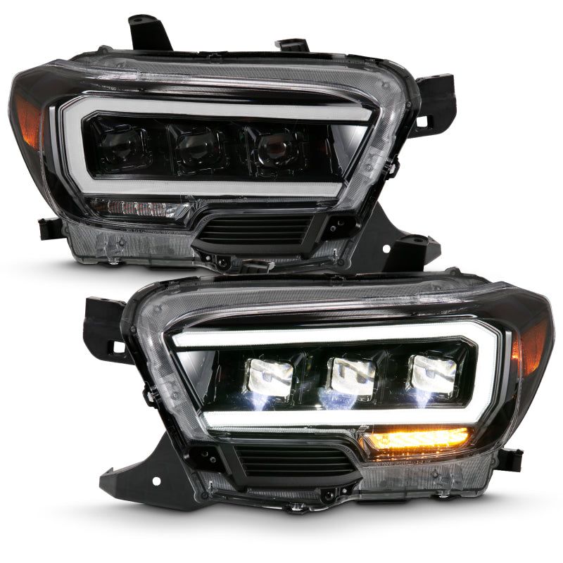 ANZO 2016-2018 Toyota Tacoma LED Projector Headlights Plank Style Black w/ Amber-Headlights-ANZO-ANZ111496-SMINKpower Performance Parts