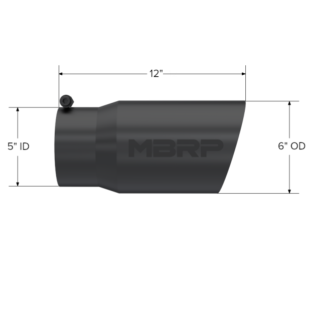 MBRP Universal Tip 6 O.D. Dual Wall Angled 5 inlet 12 length - Black Finish