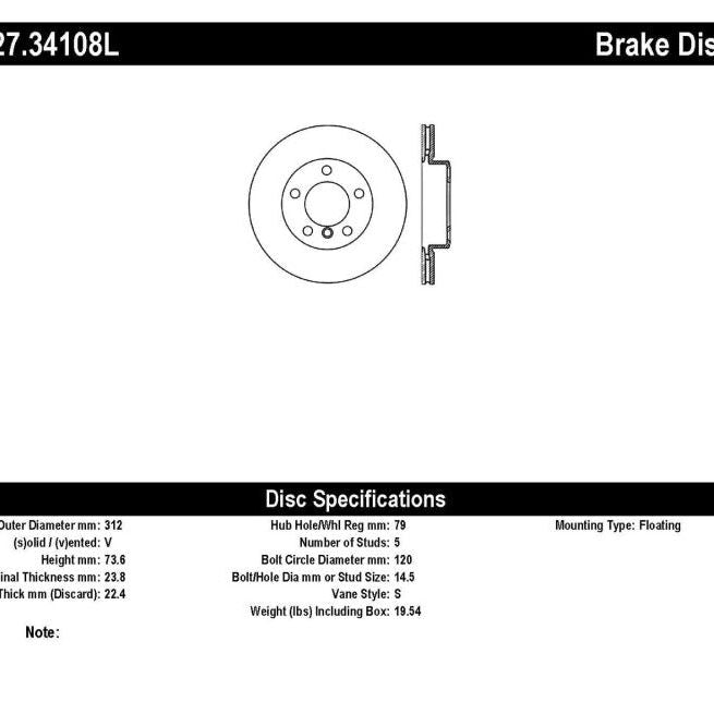 StopTech 9/07-09 BMW 328 Slotted & Drilled Left Front Rotor